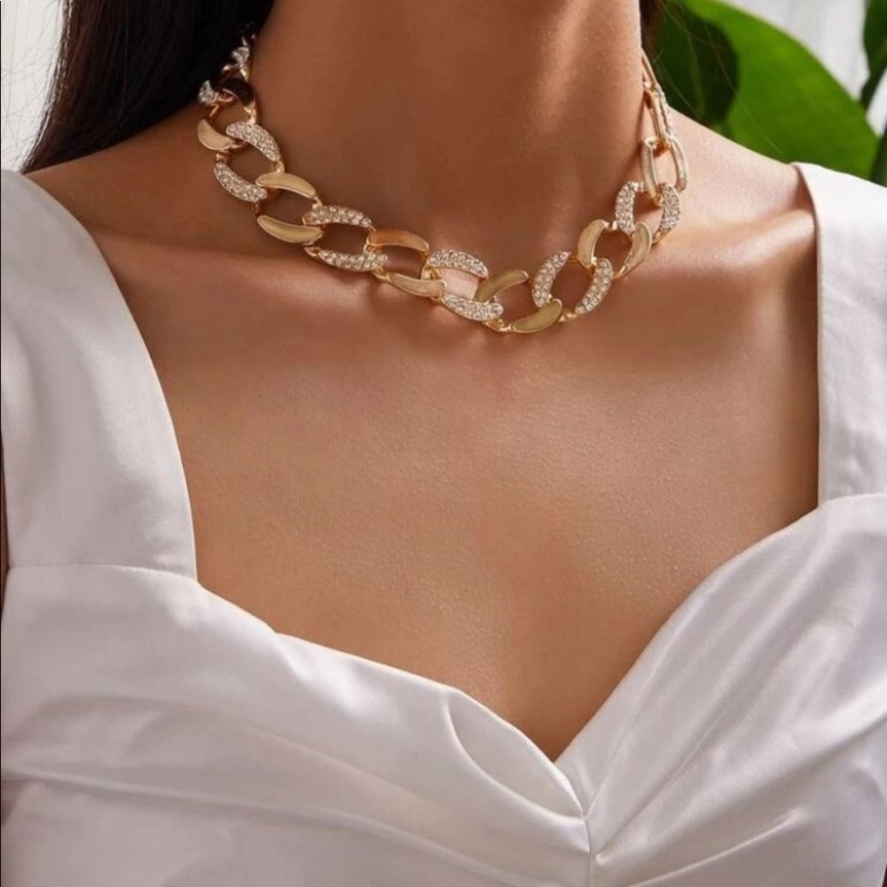 ¥18k Cuban Gold Diamond Neckalce